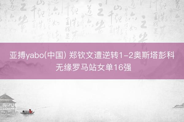 亚搏yabo(中国) 郑钦文遭逆转1-2奥斯塔彭科 无缘罗马站女单16强