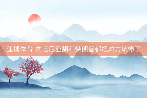 亚搏体育 内塔尼亚胡和特朗普都把对方坑惨了