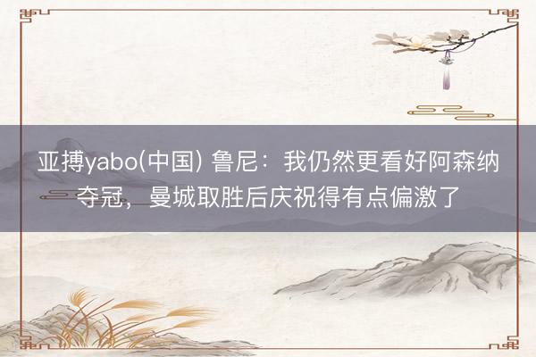 亚搏yabo(中国) 鲁尼：我仍然更看好阿森纳夺冠，曼城取胜后庆祝得有点偏激了