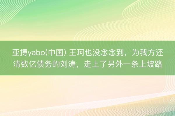 亚搏yabo(中国) 王珂也没念念到，为我方还清数亿债务的刘涛，走上了另外一条上坡路