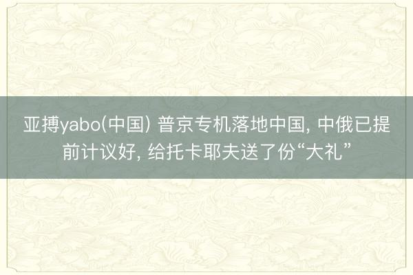 亚搏yabo(中国) 普京专机落地中国， 中俄已提前计议好， 给托卡耶夫送了份“大礼”