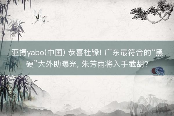 亚搏yabo(中国) 恭喜杜锋! 广东最符合的“黑硬”大外助曝光， 朱芳雨将入手截胡?