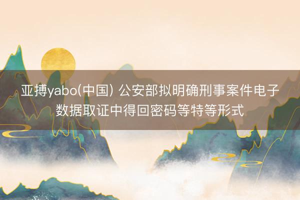 亚搏yabo(中国) 公安部拟明确刑事案件电子数据取证中得回密码等特等形式