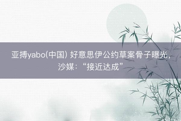 亚搏yabo(中国) 好意思伊公约草案骨子曝光,沙媒:“接近达成”