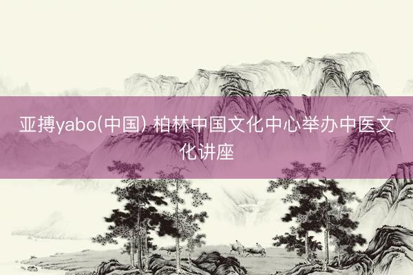 亚搏yabo(中国) 柏林中国文化中心举办中医文化讲座