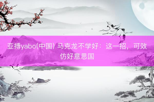 亚搏yabo(中国) 马克龙不学好：这一招，可效仿好意思国
