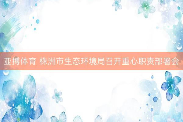 亚搏体育 株洲市生态环境局召开重心职责部署会