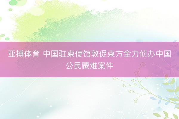 亚搏体育 中国驻柬使馆敦促柬方全力侦办中国公民蒙难案件