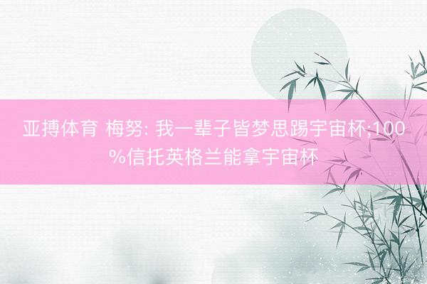 亚搏体育 梅努: 我一辈子皆梦思踢宇宙杯;100%信托英格兰能拿宇宙杯