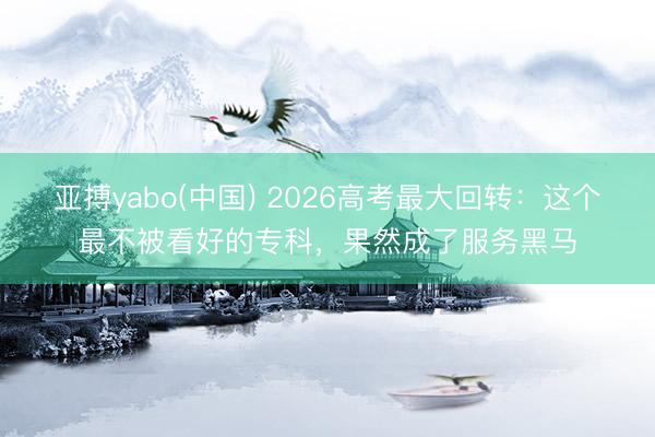 亚搏yabo(中国) 2026高考最大回转：这个最不被看好的专科，果然成了服务黑马