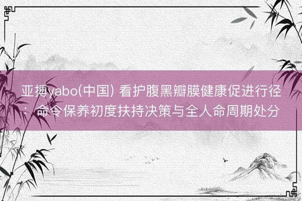 亚搏yabo(中国) 看护腹黑瓣膜健康促进行径:命令保养初度扶持决策与全人命周期处分