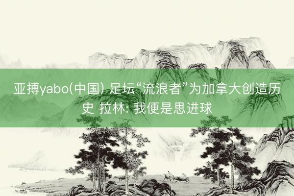 亚搏yabo(中国) 足坛“流浪者”为加拿大创造历史 拉林: 我便是思进球