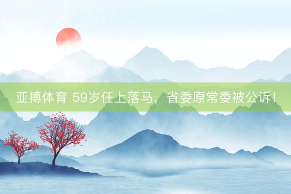 亚搏体育 59岁任上落马，省委原常委被公诉！