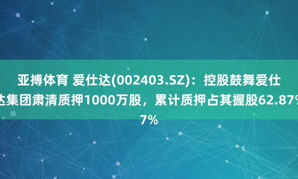 亚搏体育 爱仕达(002403.SZ):控股鼓舞爱仕达集团肃清质押1000万股,累计质押占其握股62.87%
