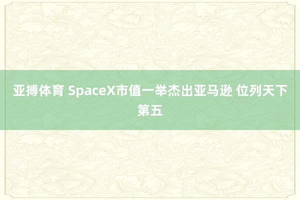 亚搏体育 SpaceX市值一举杰出亚马逊 位列天下第五